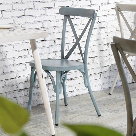 Cayuga Outdoor Aluminium Vintage Side Chair In Blue