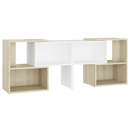 Carillo Wooden TV Stand With Shelves In White And Sonoma Oak_2