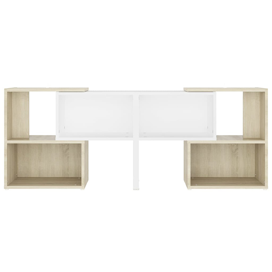 Carillo Wooden TV Stand With Shelves In White And Sonoma Oak_3