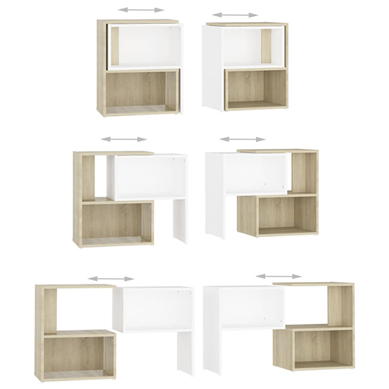 Carillo Wooden TV Stand With Shelves In White And Sonoma Oak_4