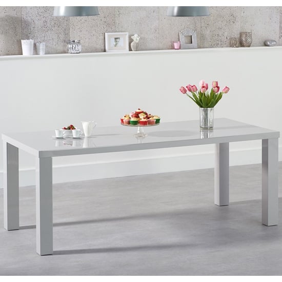 Carino Rectangular 200cm High Gloss Dining Table In Light Grey_1