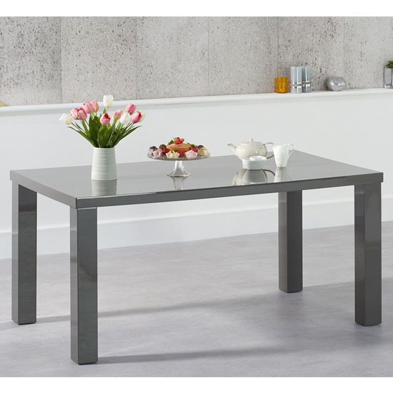 Carino Rectangular 160cm High Gloss Dining Table In Dark Grey