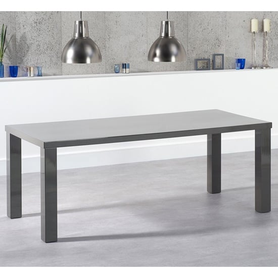 Carino Rectangular 200cm High Gloss Dining Table In Dark Grey