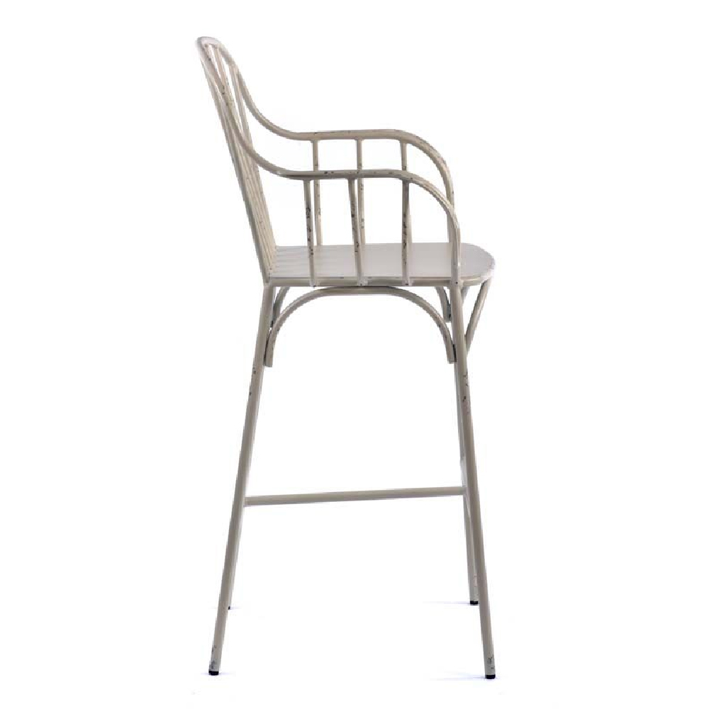 Carla Vintage White Aluminium Outdoor Bar Chairs In Pair