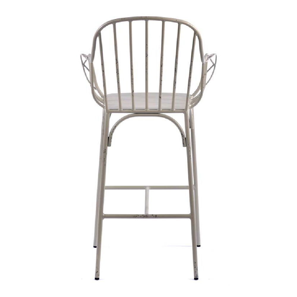 Carla Vintage White Aluminium Outdoor Bar Chairs In Pair