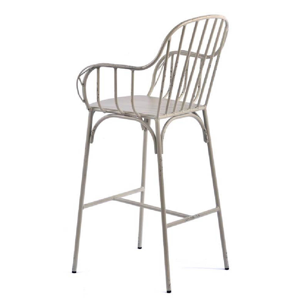 Carla Vintage White Aluminium Outdoor Bar Chairs In Pair