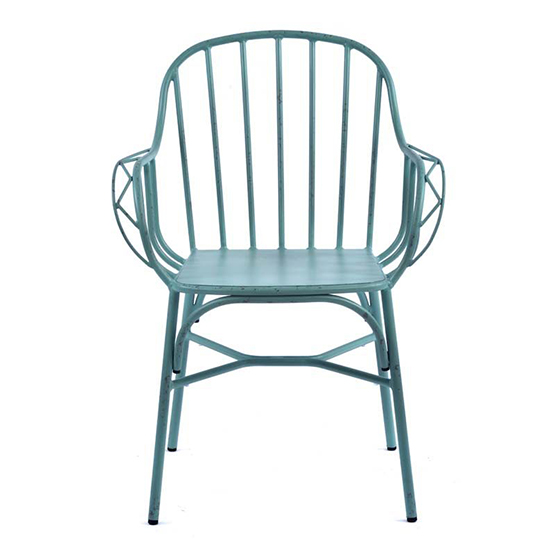 Carla Outdoor Aluminium Vintage Arm Chair In Light Blue