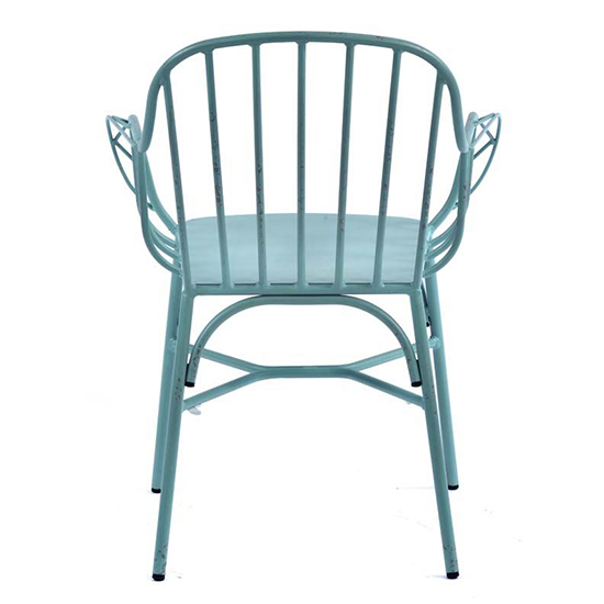 Carla Outdoor Aluminium Vintage Arm Chair In Light Blue