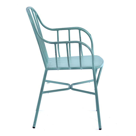 Carla Outdoor Aluminium Vintage Arm Chair In Light Blue