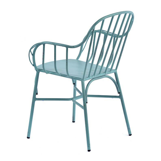 Carla Outdoor Aluminium Vintage Arm Chair In Light Blue