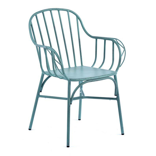 Carla Outdoor Aluminium Vintage Arm Chair In Light Blue