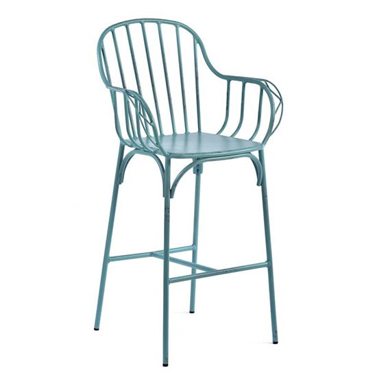 Carla Outdoor Aluminium Vintage Bar Chair In Light Blue