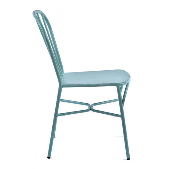 Carla Outdoor Aluminium Vintage Side Chair In Light Blue