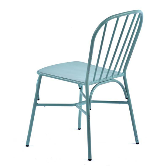 Carla Outdoor Aluminium Vintage Side Chair In Light Blue
