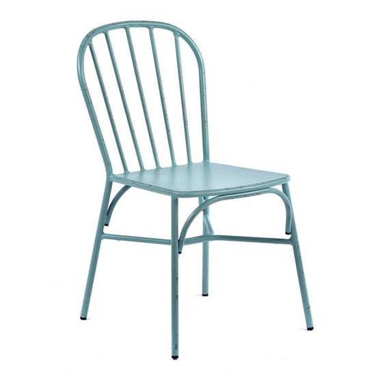 Carla Outdoor Aluminium Vintage Side Chair In Light Blue