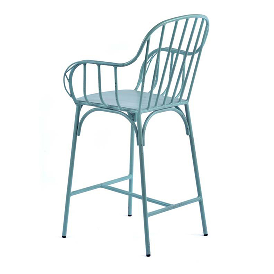 Carla Outdoor Mid Height Vintage Arm Chair In Light Blue