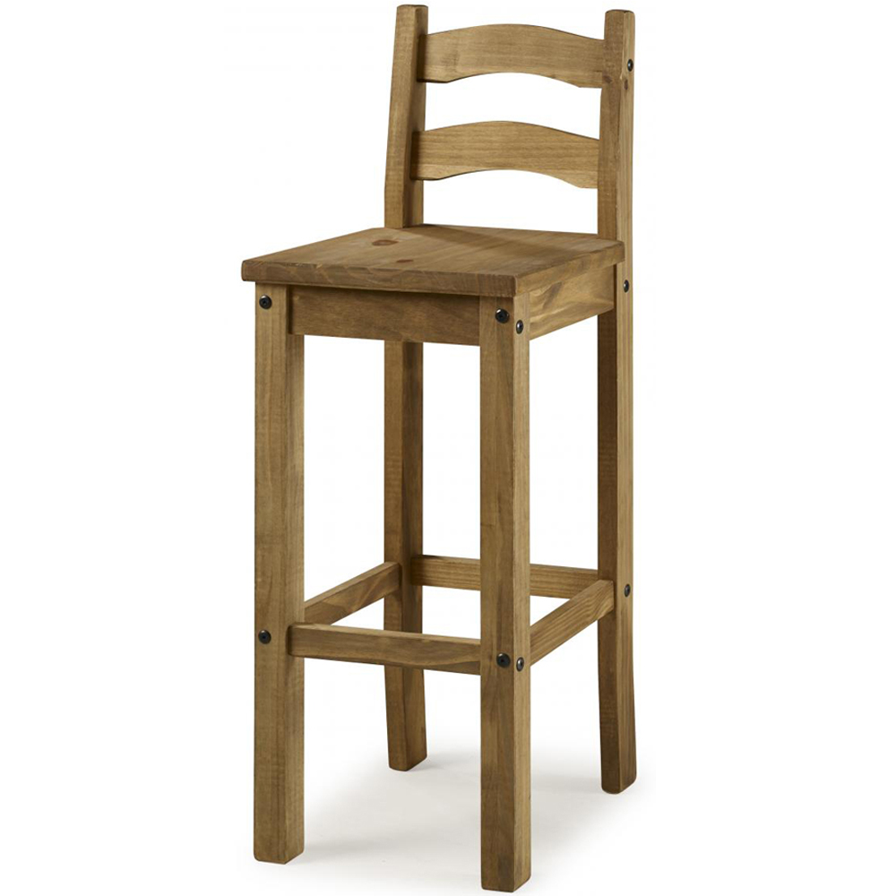 Carlen Distressed Oak Wooden Bar Chairs In Pair