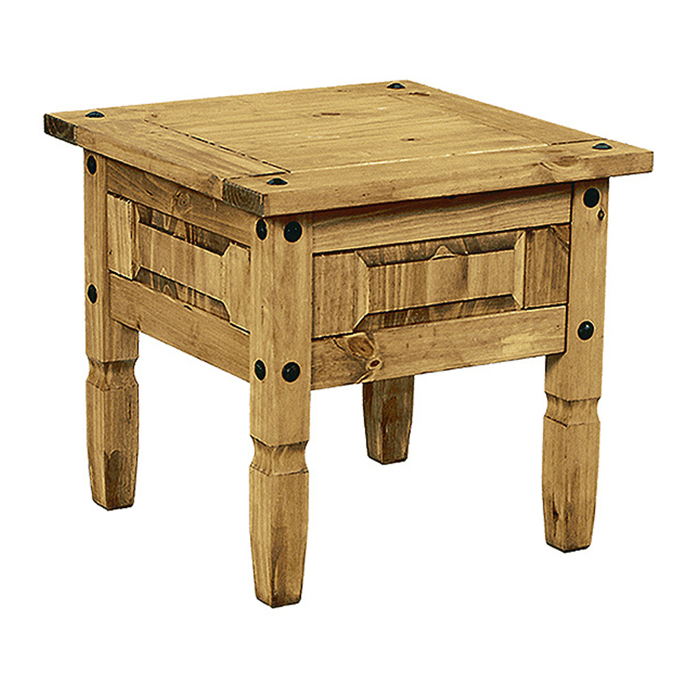 Carlen Distressed Oak Wooden Lamp Table In Pair