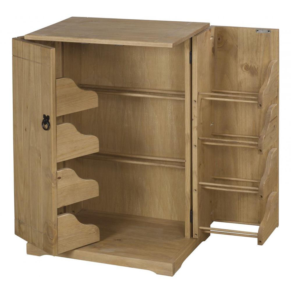 Carlen Wooden CD DVD Rack With 2 Doors In Distressed Oak