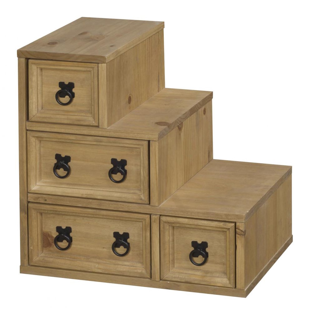 Carlen Wooden CD DVD Rack With 4 Drawers In Distressed Oak