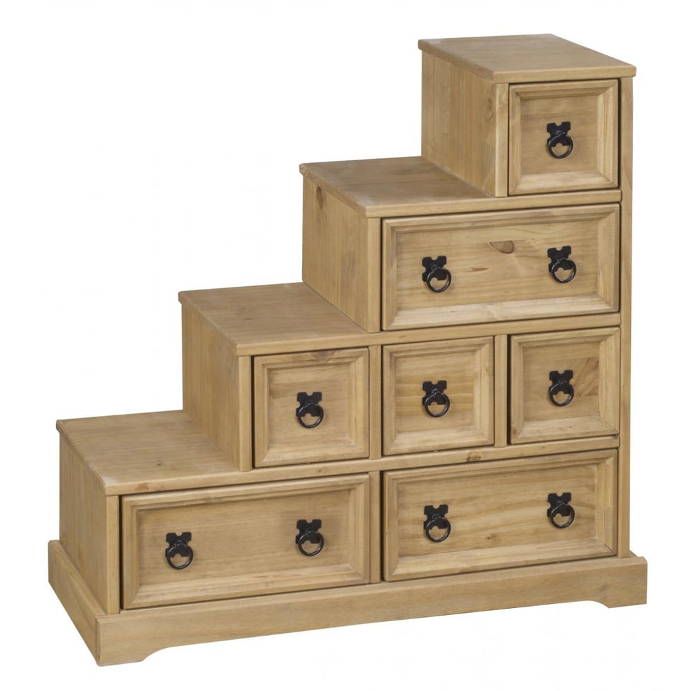 Carlen Wooden CD DVD Rack With 7 Drawers In Distressed Oak