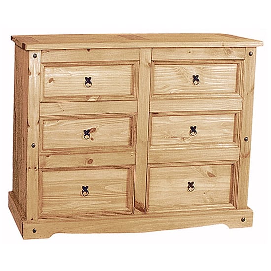 Carlen Wooden Chest Of 6 Drawers In Waxed Light Pine