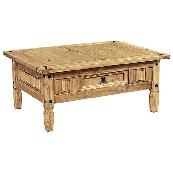 Photo of Carlen wooden coffee table with 1 drawer in light pine