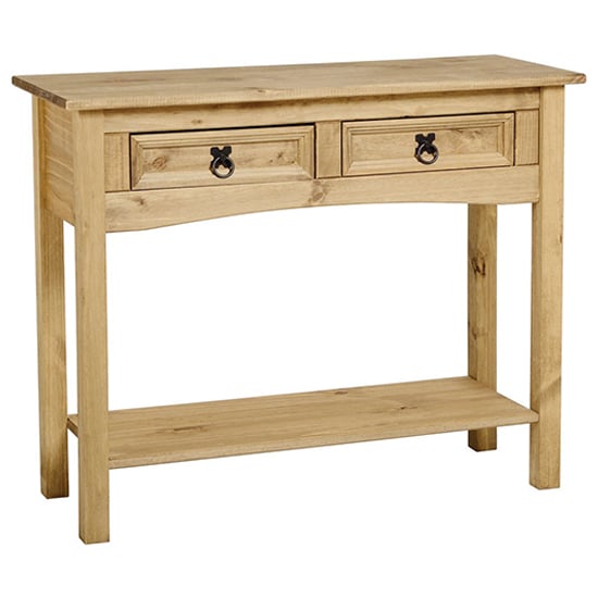 Photo of Carlen wooden console table with 2 drawers in light pine