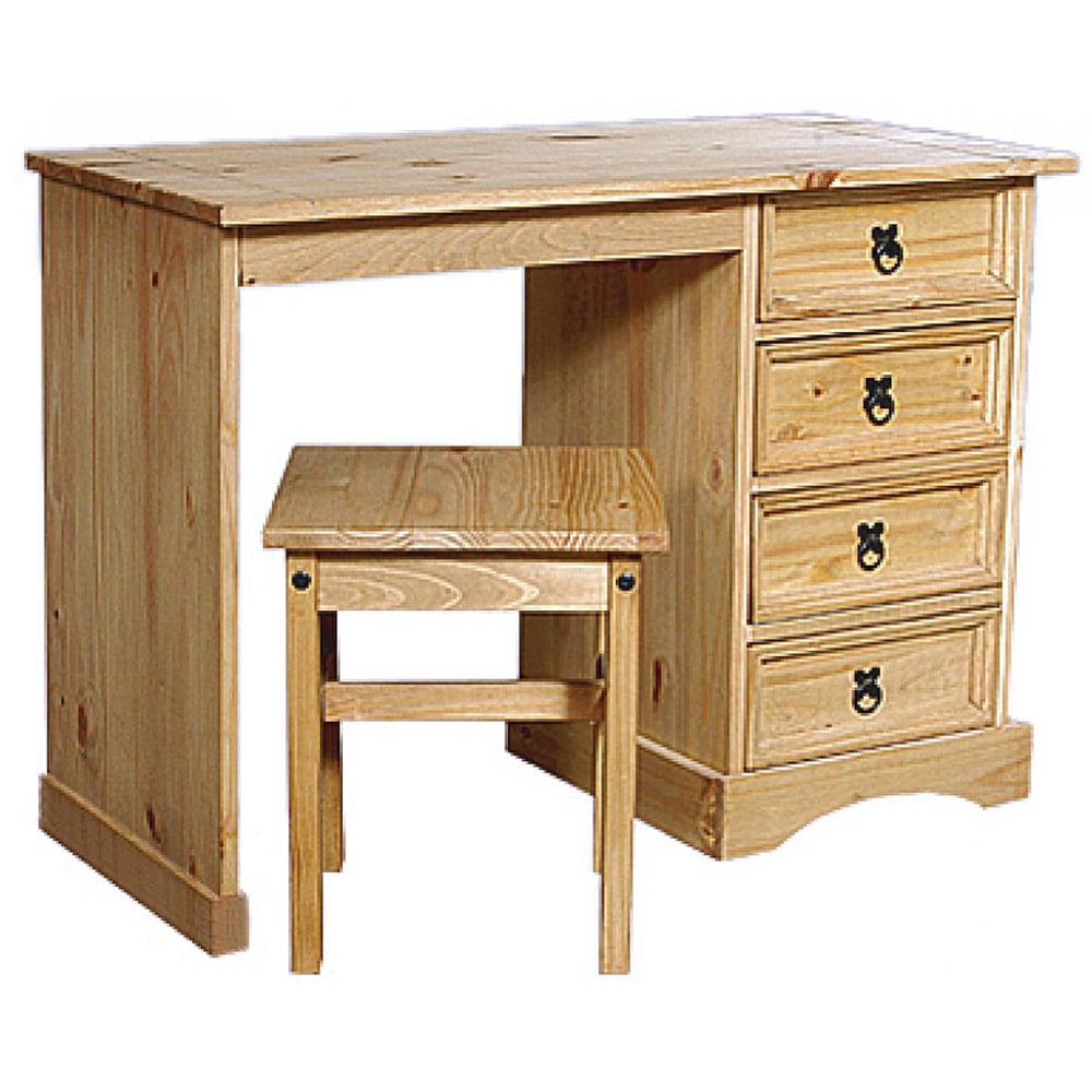 Carlen Wooden Dressing Table With Stool In Distressed Oak