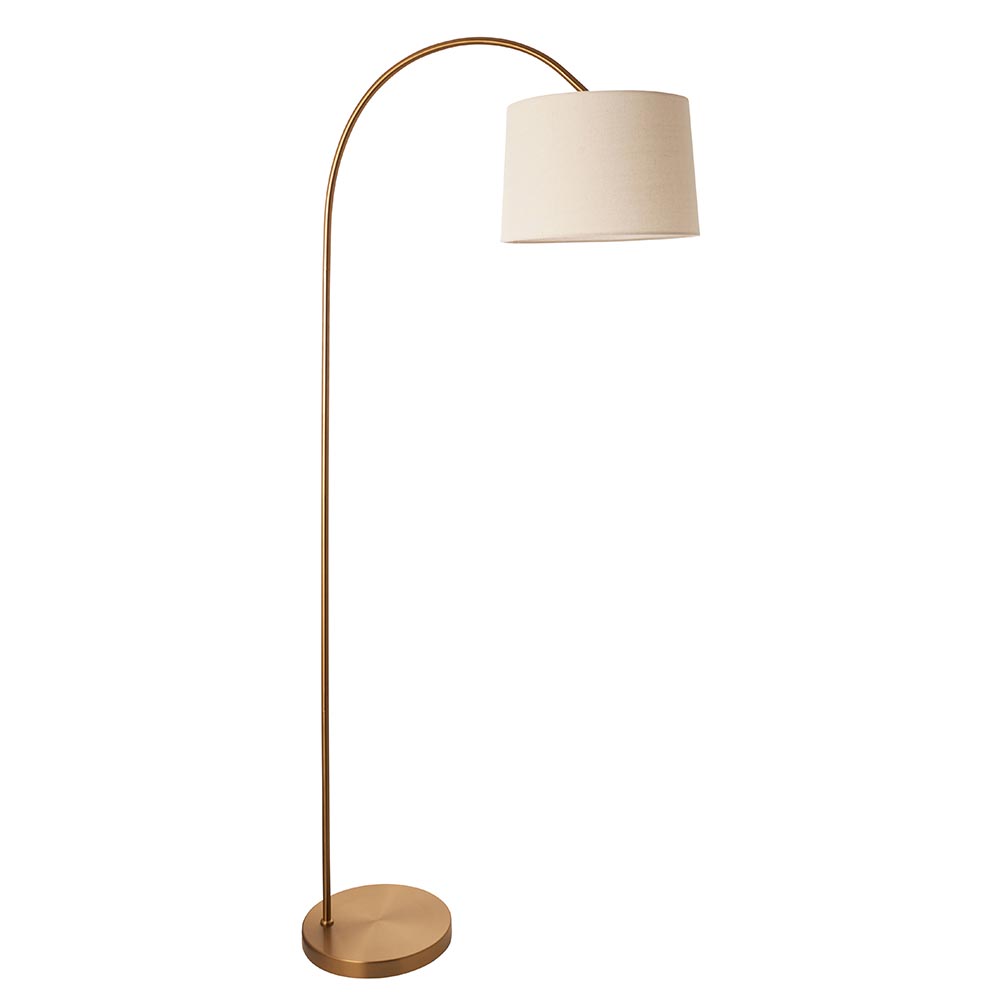 Carlisle Fabric Floor Lamp In Brushed Warm Brass