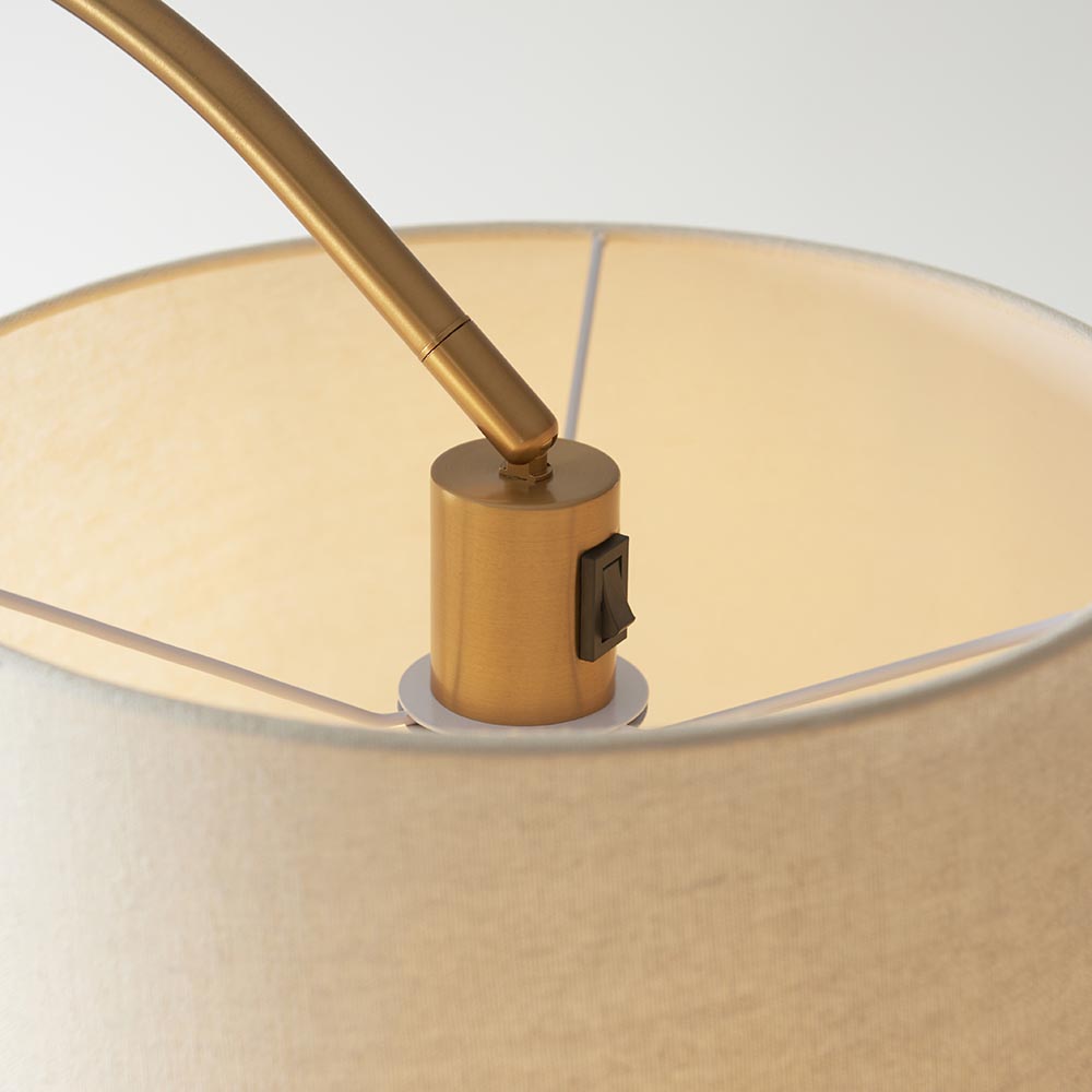 Carlisle Fabric Floor Lamp In Brushed Warm Brass
