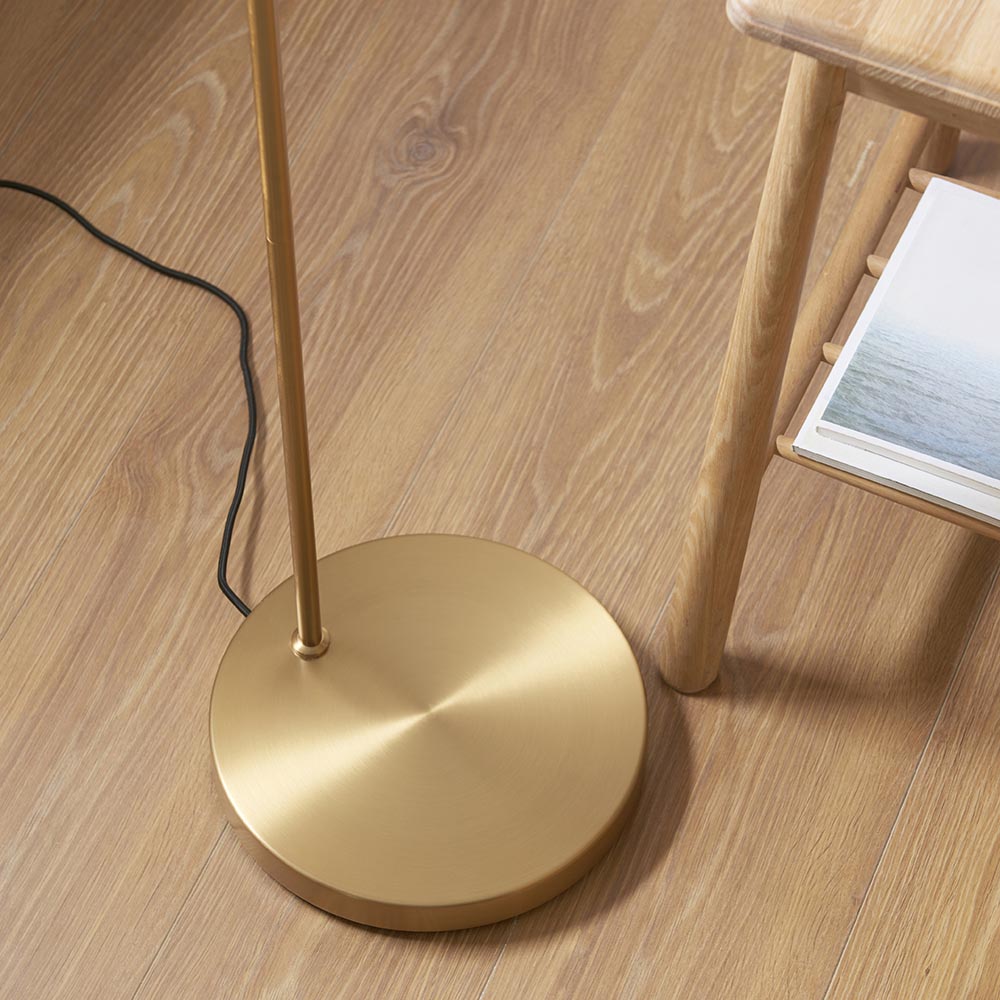 Carlisle Fabric Floor Lamp In Brushed Warm Brass