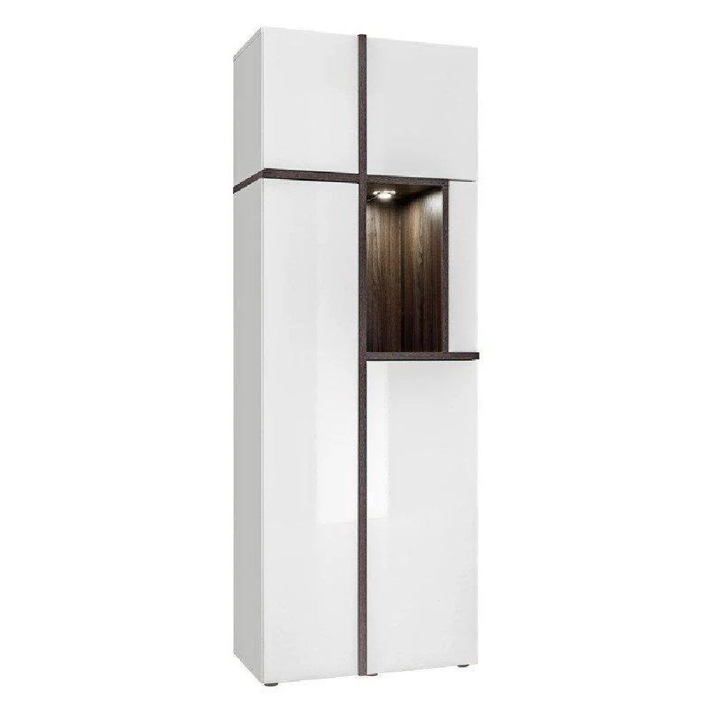 Carlisle High Gloss Living Room Furniture Set In White With LED