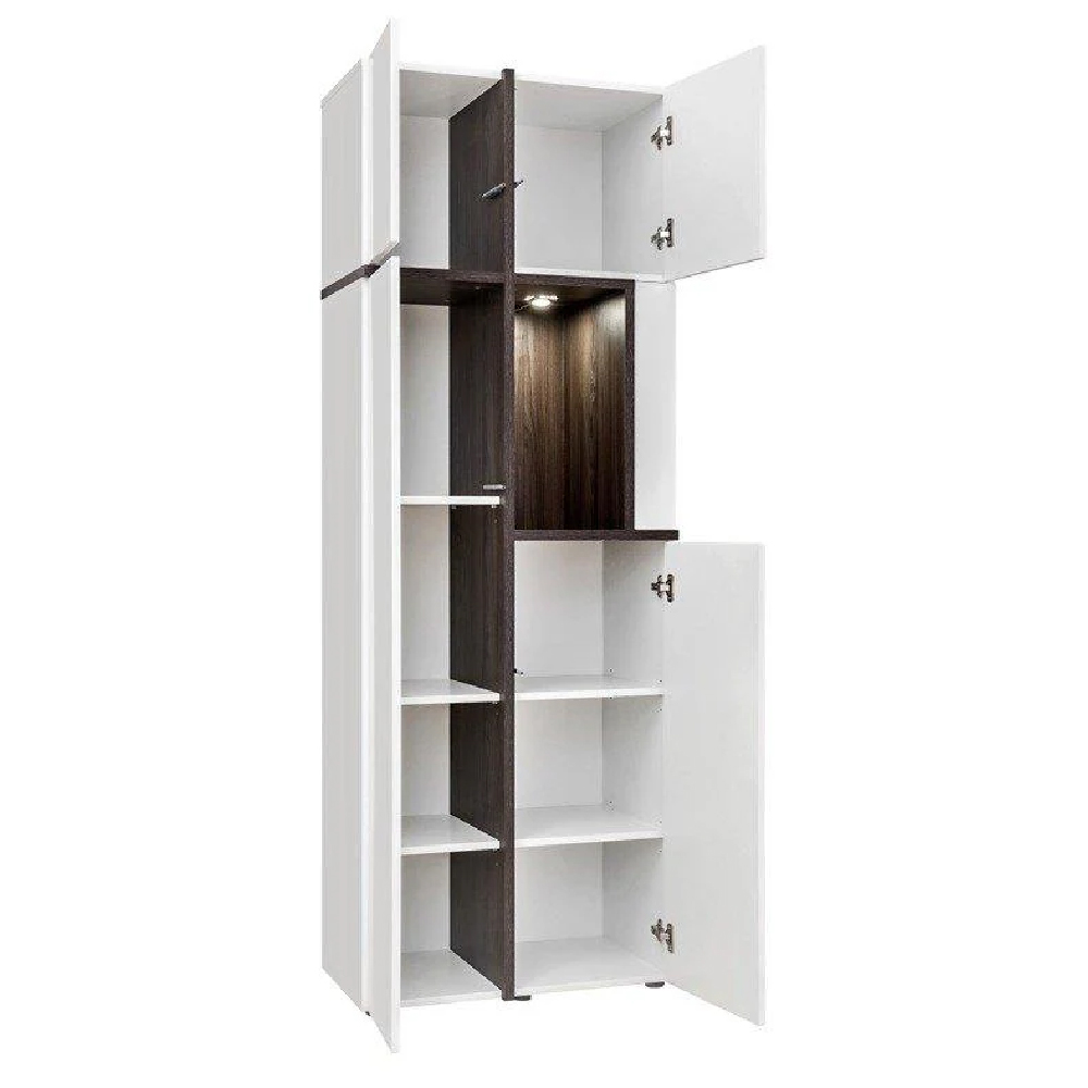 Carlisle High Gloss Living Room Furniture Set In White With LED