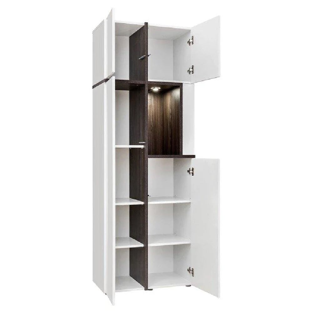 Carlisle High Gloss Display Cabinet Tall In White Elm With LED