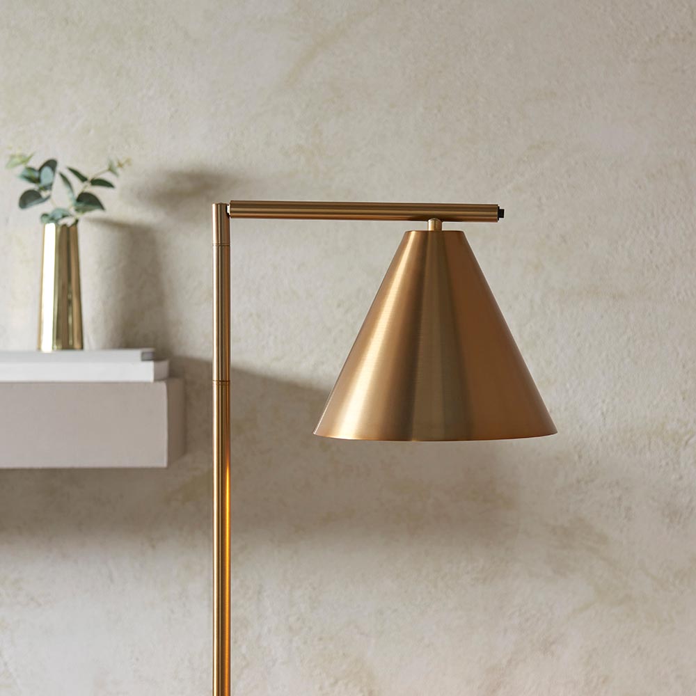 Carlisle Metal Floor Lamp In Brushed Antique Brass