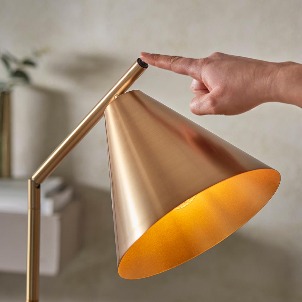 Carlisle Metal Floor Lamp In Brushed Antique Brass