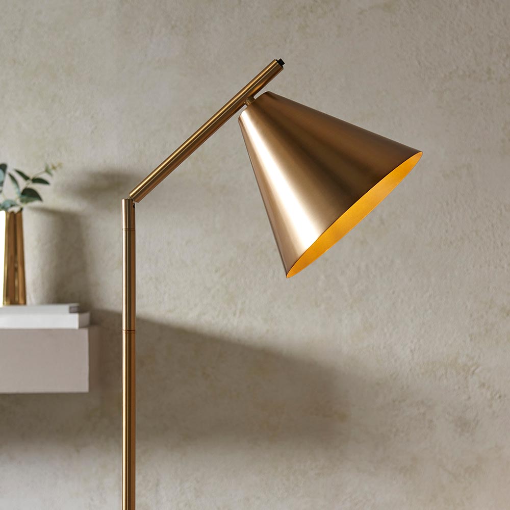 Carlisle Metal Floor Lamp In Brushed Antique Brass