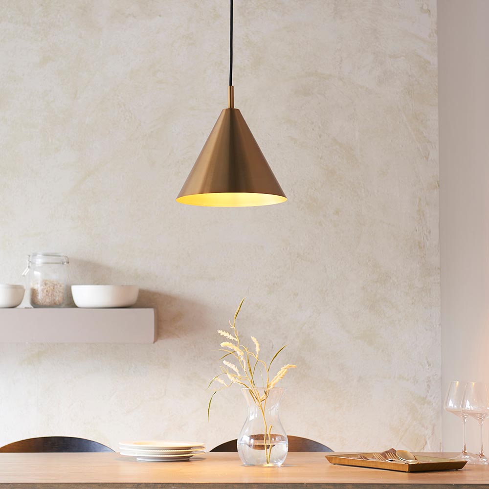 Carlisle Metal Pendant Ceiling Light In Antique Brass