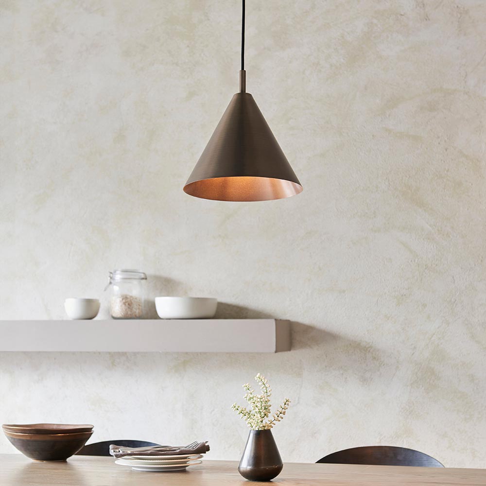 Carlisle Metal Pendant Ceiling Light In Antique Bronze