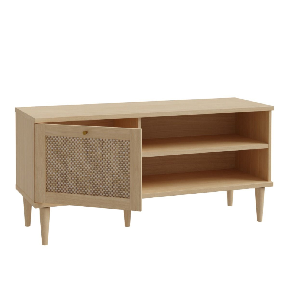 Carlisle Wooden TV Stand With 1 Door 2 Shelves In Rattan