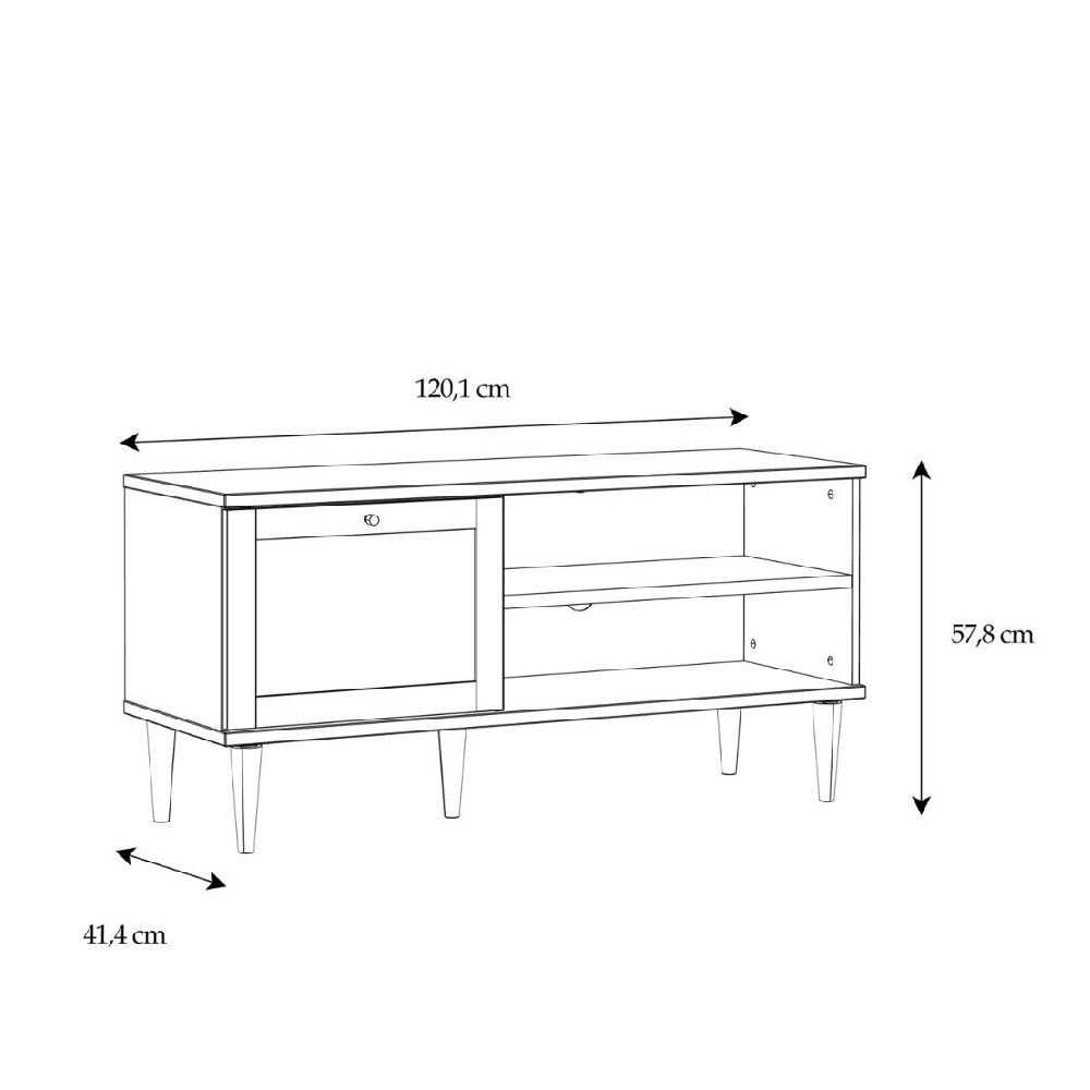 Carlisle Wooden TV Stand With 1 Door 2 Shelves In Rattan