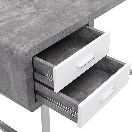 Carlo Wooden Computer Desk In Concrete Effect With Chrome Legs_7