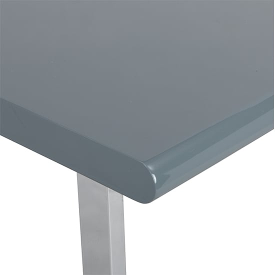 Carlo High Gloss Computer Desk In Grey With Chrome Legs_9