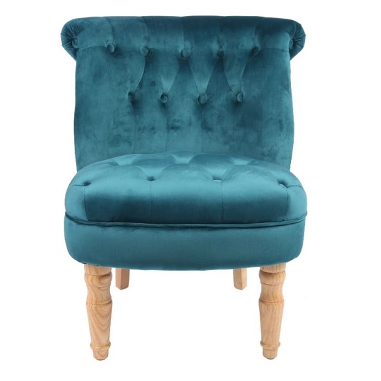 Culgaith Boudoir Style Chair In Teal Fabric With Linen Effect