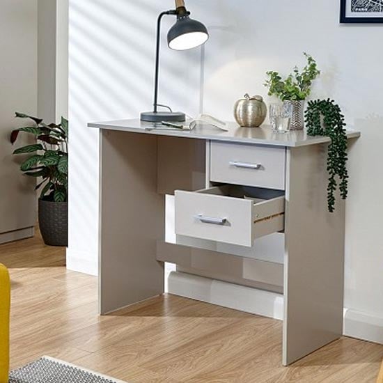 Probus Wooden Laptop Desk In Grey With 2 Drawers_2
