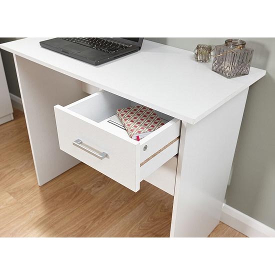 Probus Wooden Laptop Desk In White With 2 Drawers_2