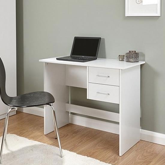 Probus Wooden Laptop Desk In White With 2 Drawers