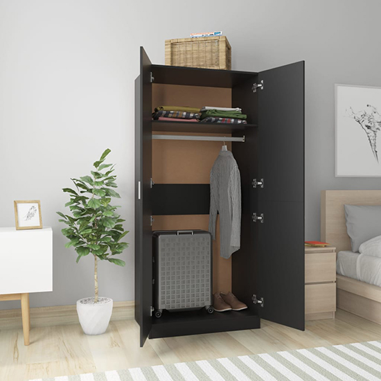 Carlow Wooden Wardrobe With 2 Doors In Black