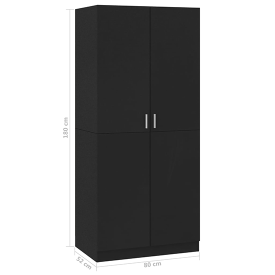 Carlow Wooden Wardrobe With 2 Doors In Black